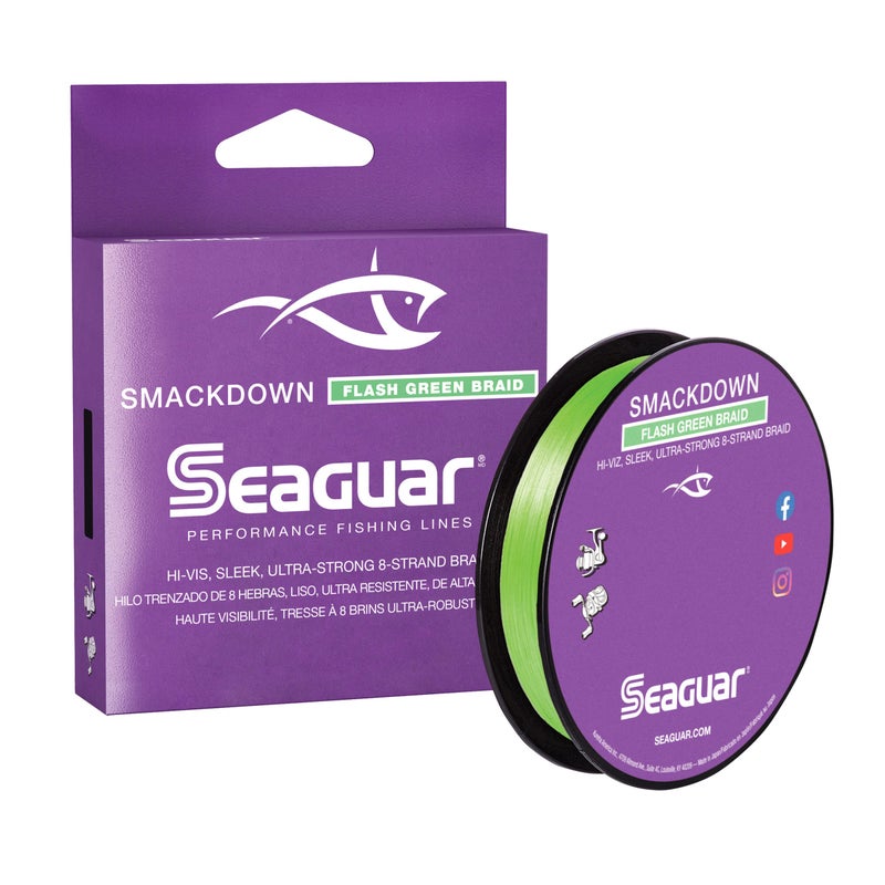 Seaguar Smackdown High Visibility Braided Fishing Line, 30lb Break Strength, 300yds - 30SDFG300, Green - Image 1